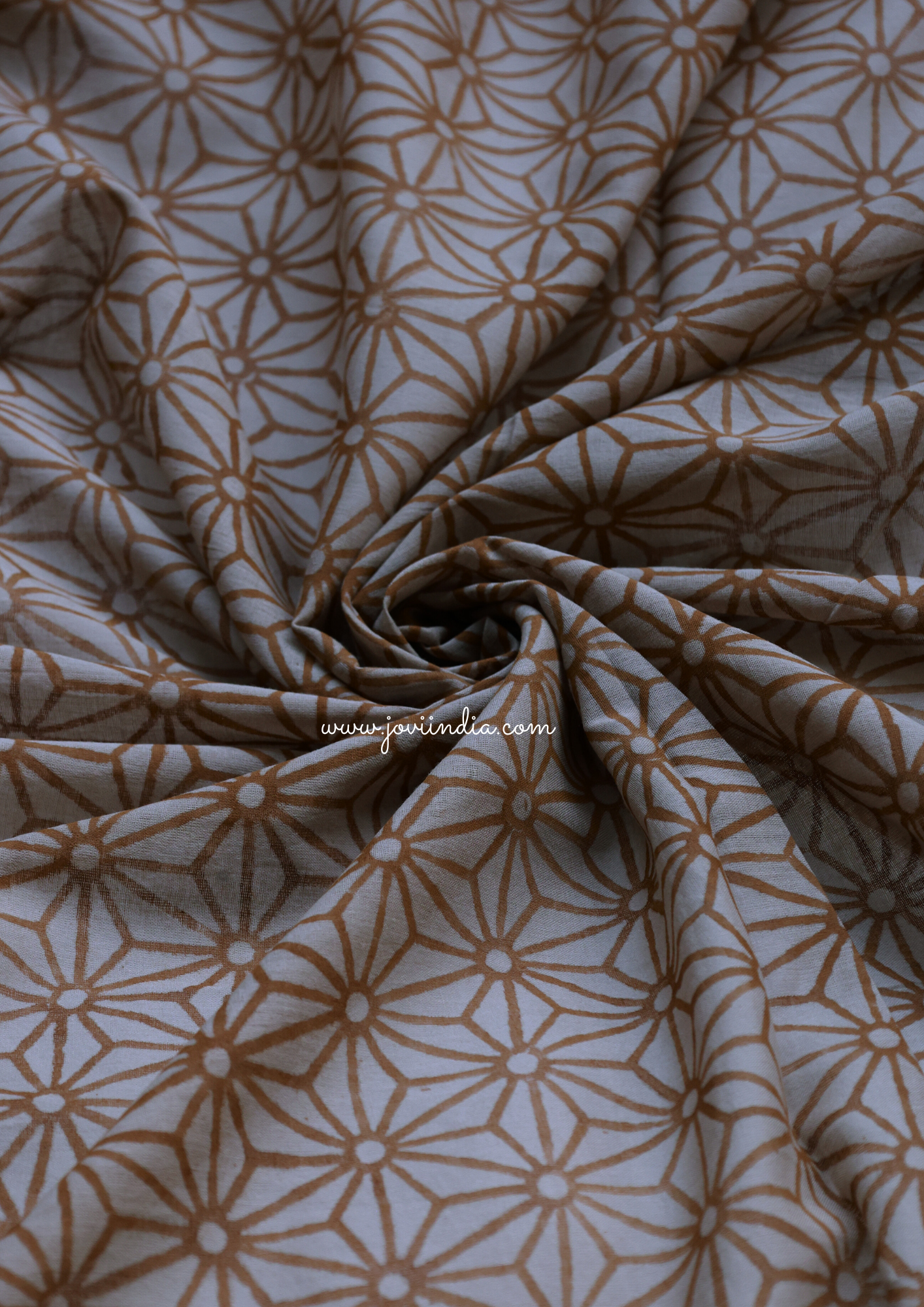 Brown Abstract Block Printed Fabric