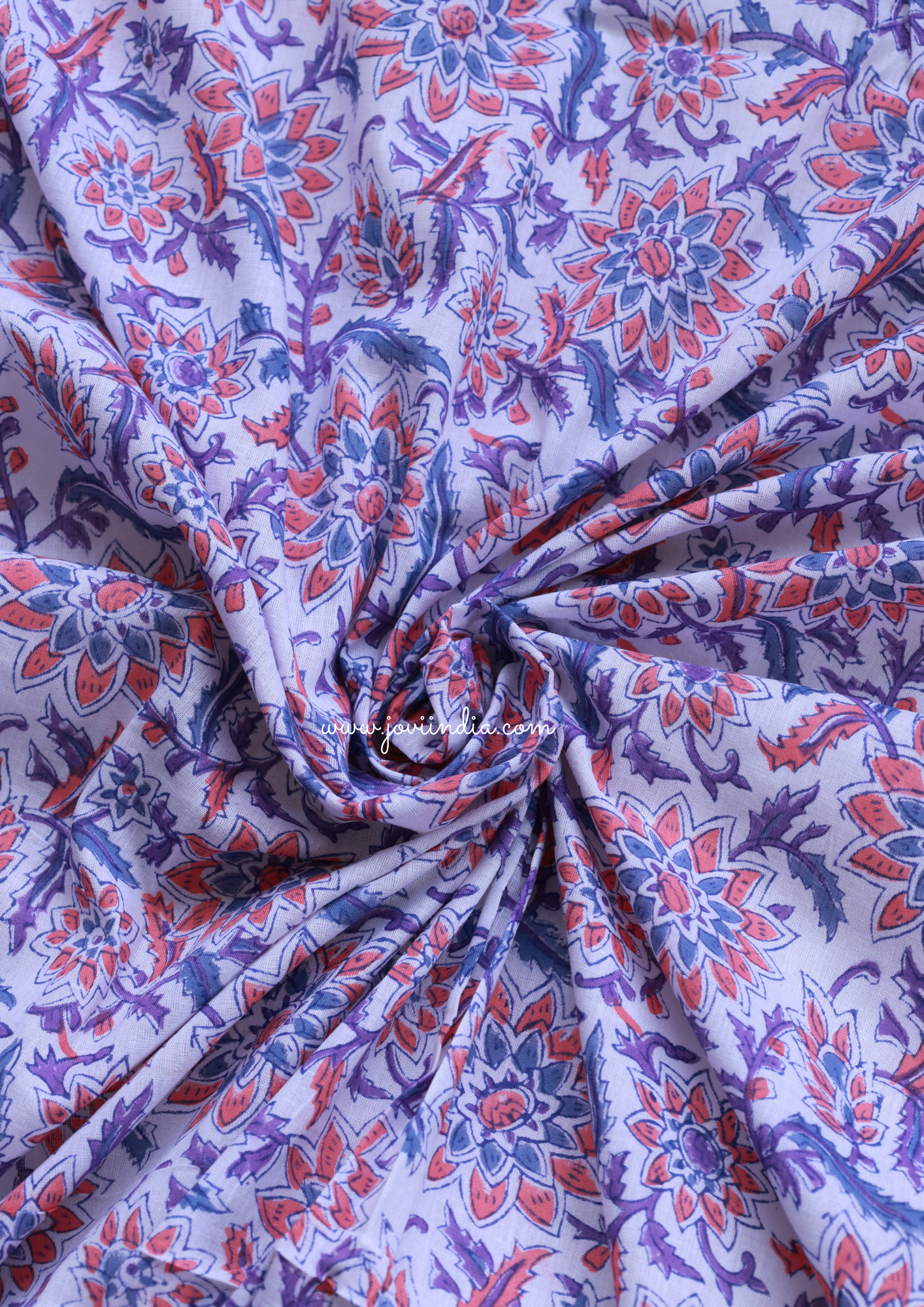 Flowery Hand Block Printed Fabric