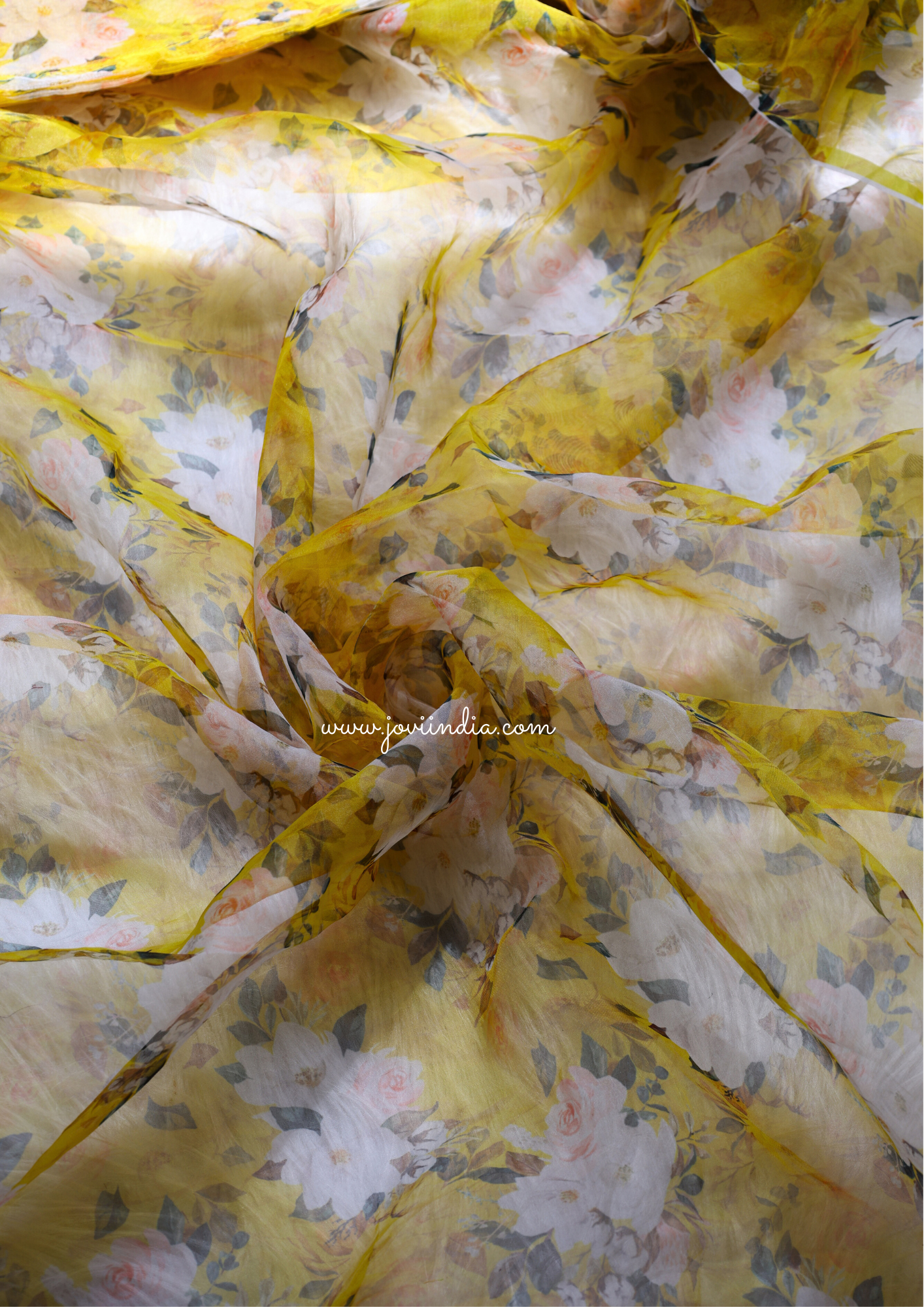 Yellow Organza Digital Print Fabric