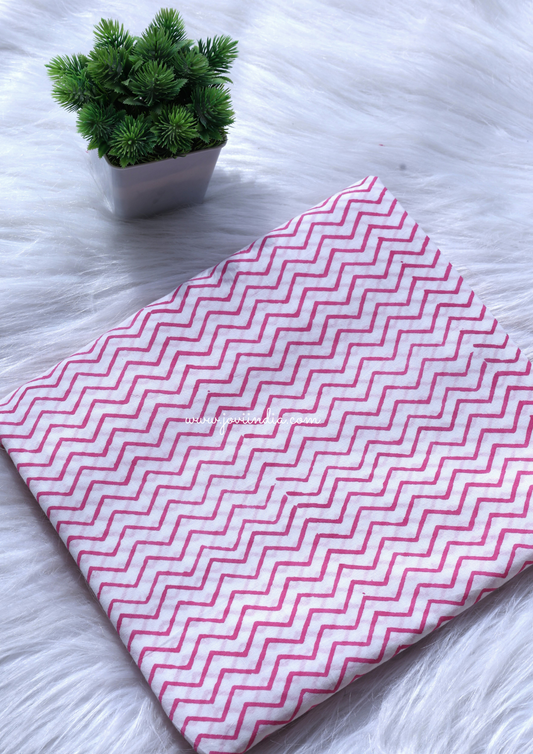 Pink Cotton Block Printed Fabric