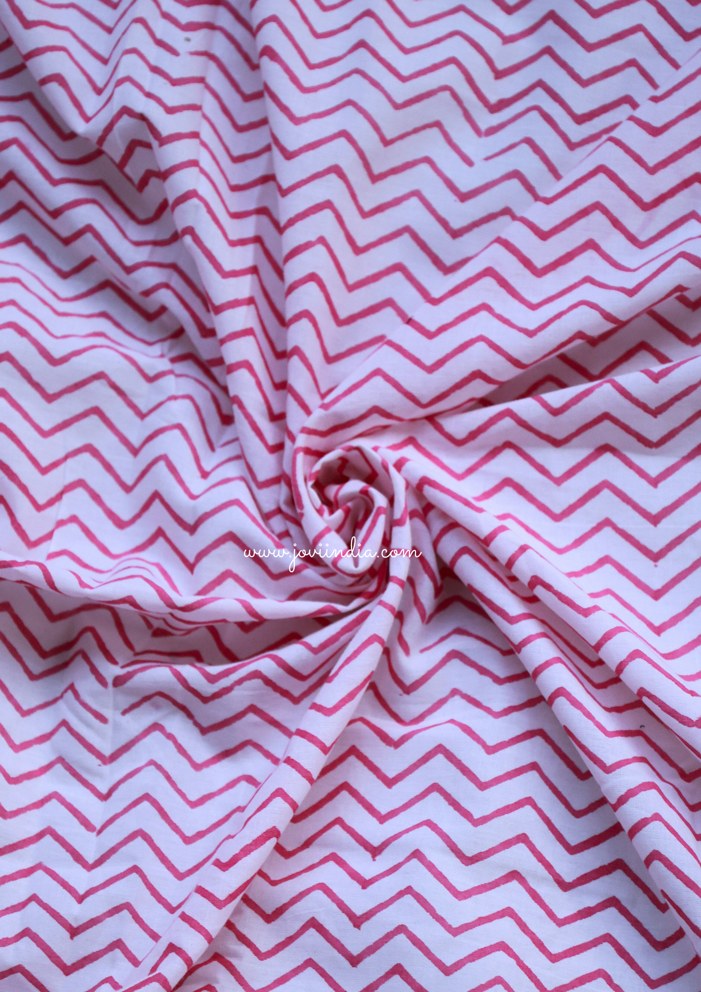 Pink Cotton Block Printed Fabric