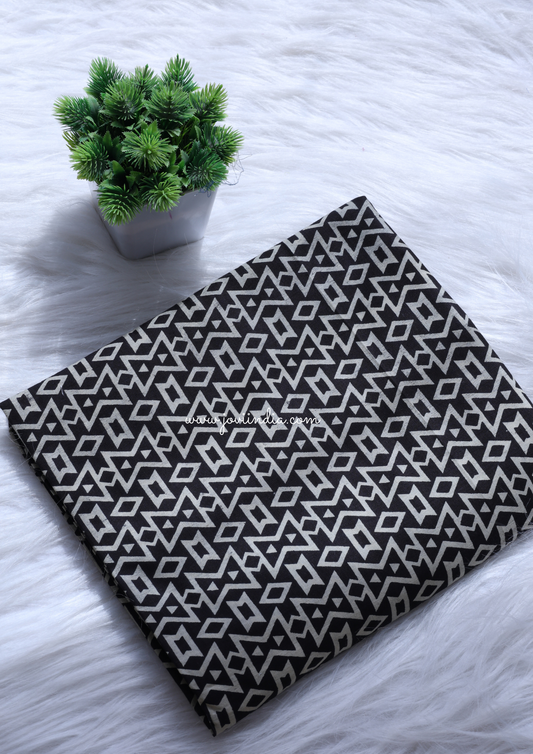 Black Block Printed Fabric