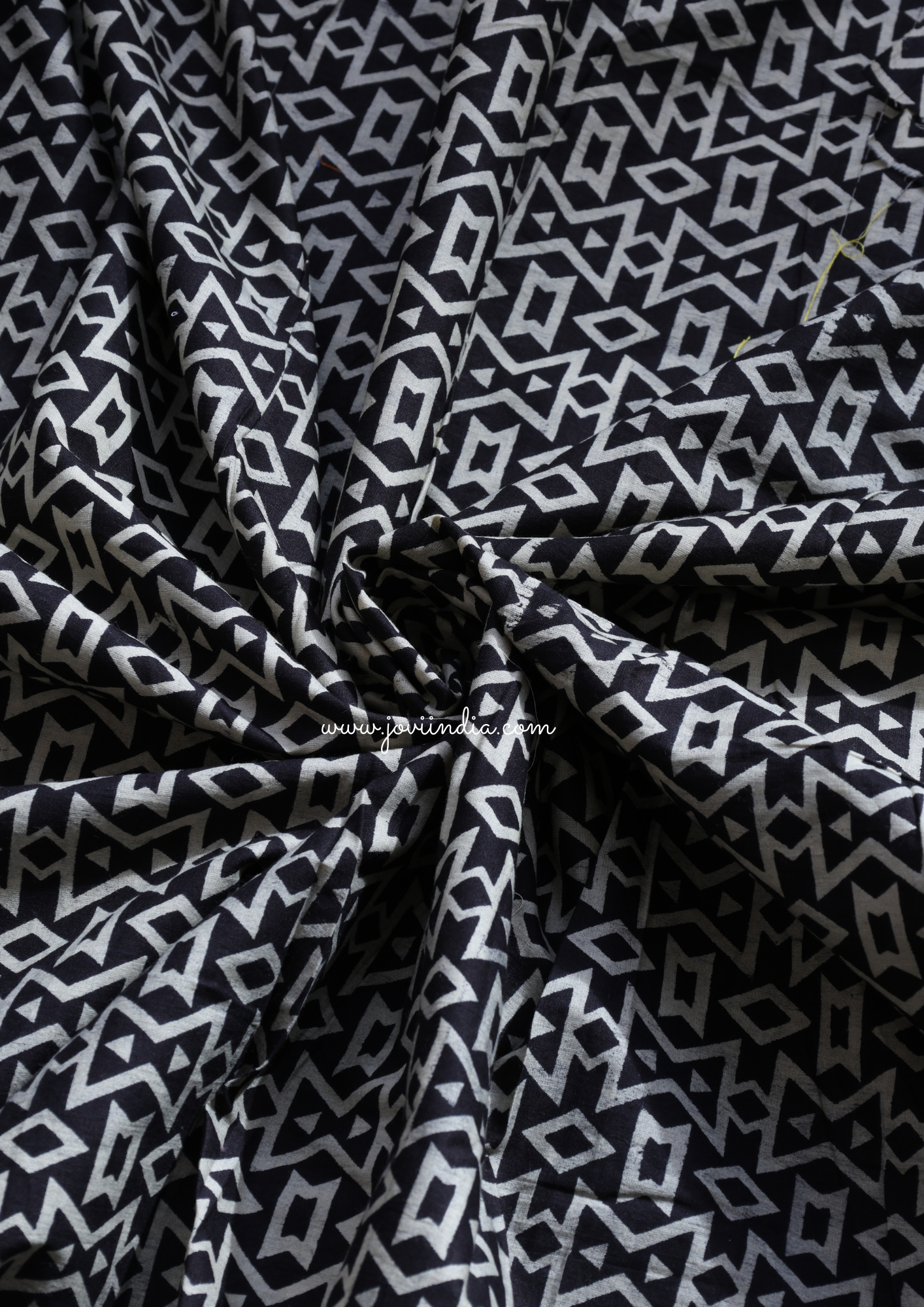 Black Block Printed Fabric