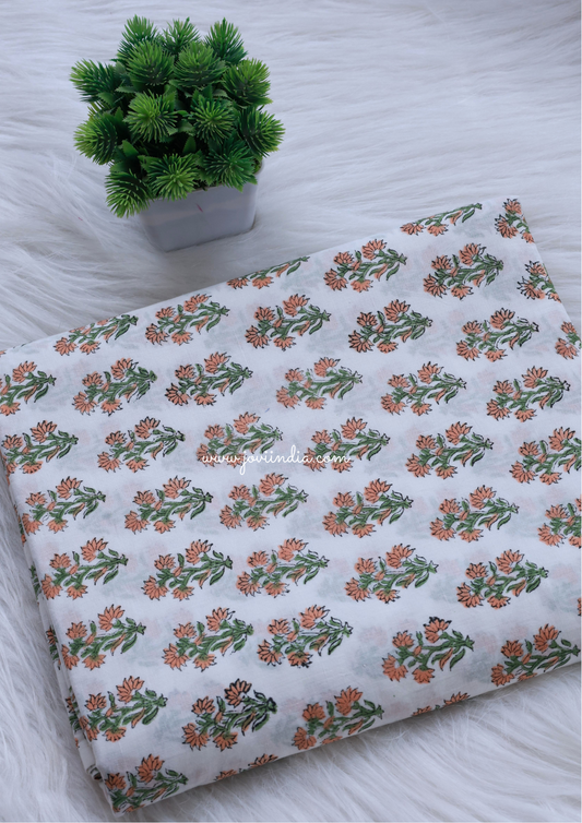 White Floral Printed Fabric