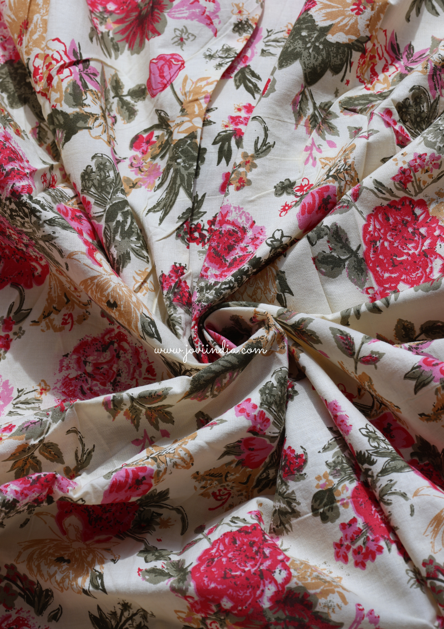 Floral Cotton Hand Block Printed Fabric