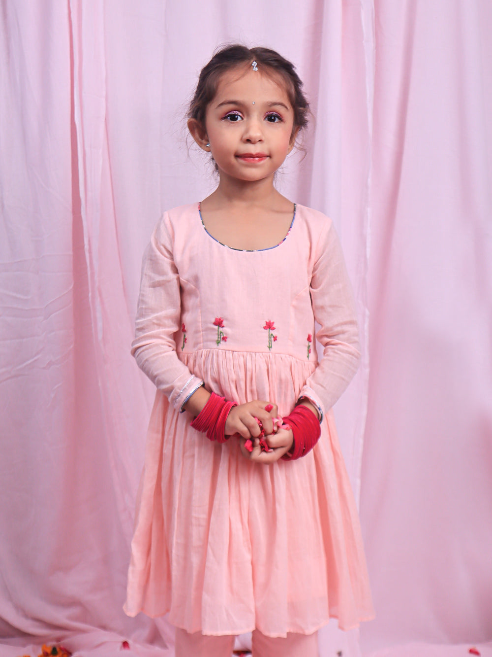 JOVI India Kids Wear - Buy Beautiful Pink Gathered Anarkali Suit Sets for Baby Girls