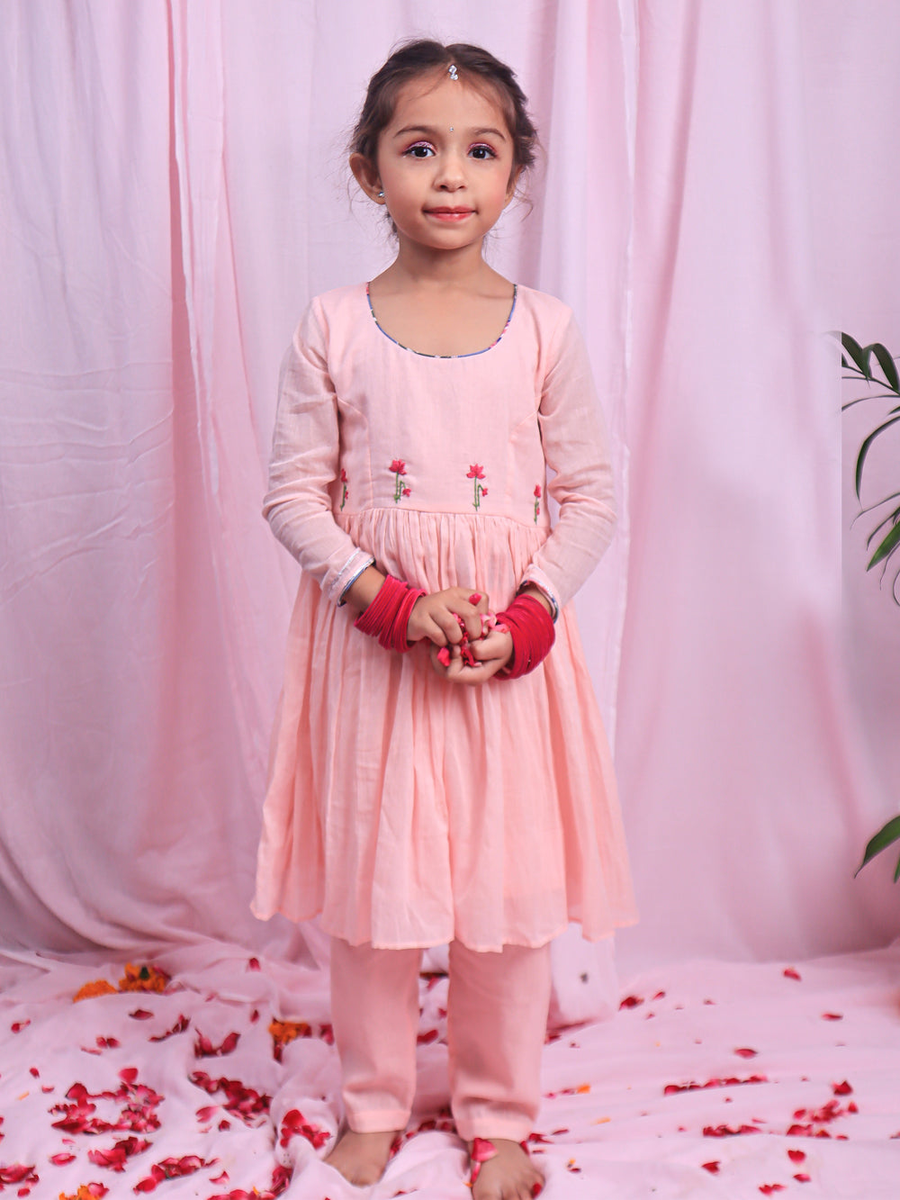 JOVI India Kids Wear - Buy Beautiful Pink Gathered Anarkali Suit Sets for Baby Girls