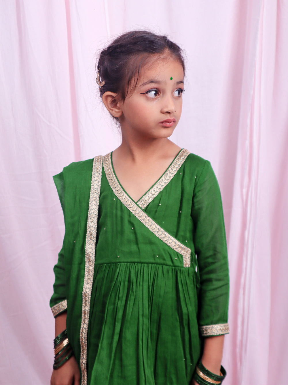 Jiyara Green Angrakha Suit Set