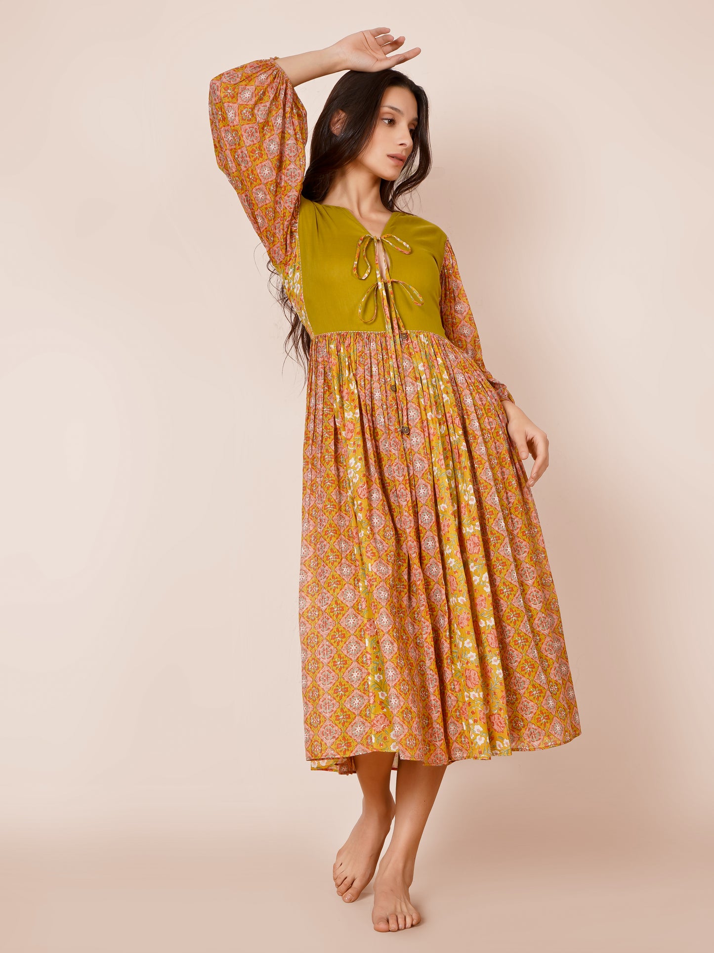 Front Tieable Knot Printed Dress