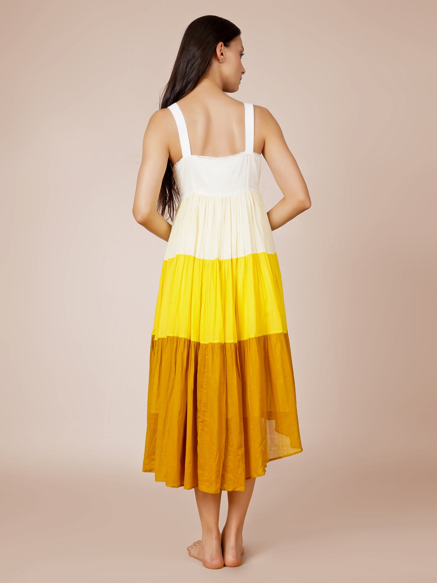 Yellow Strappy Multi Tiered Dress