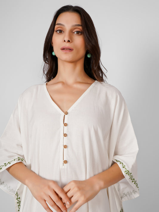 White Tree Embroidered Kaftan