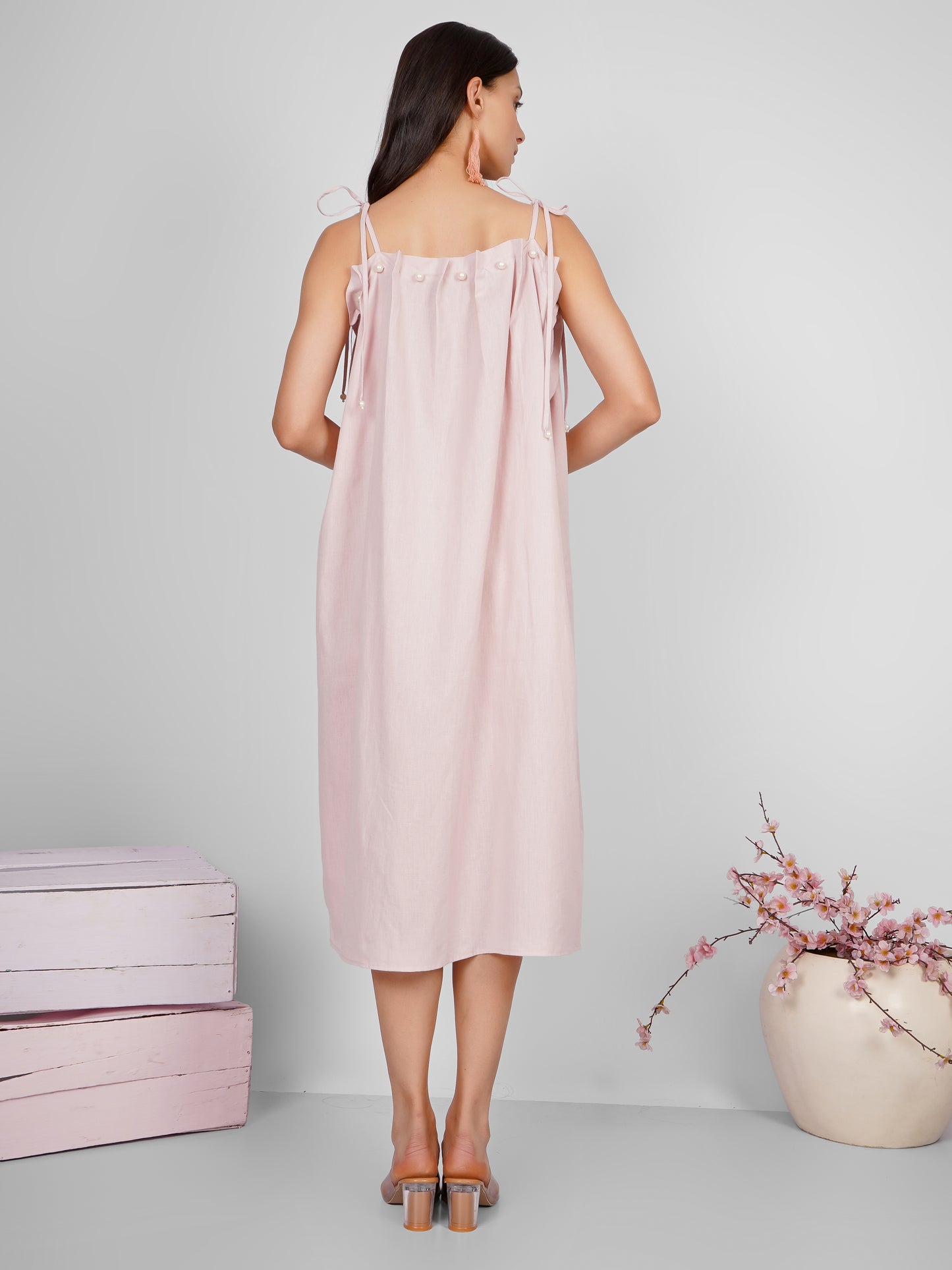 Pink Pearl Pleated Dress