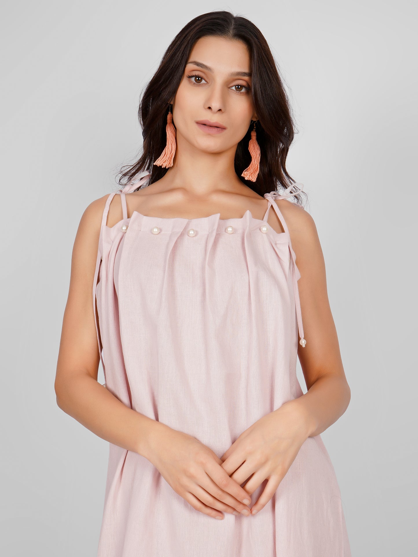 Pink Pearl Pleated Dress