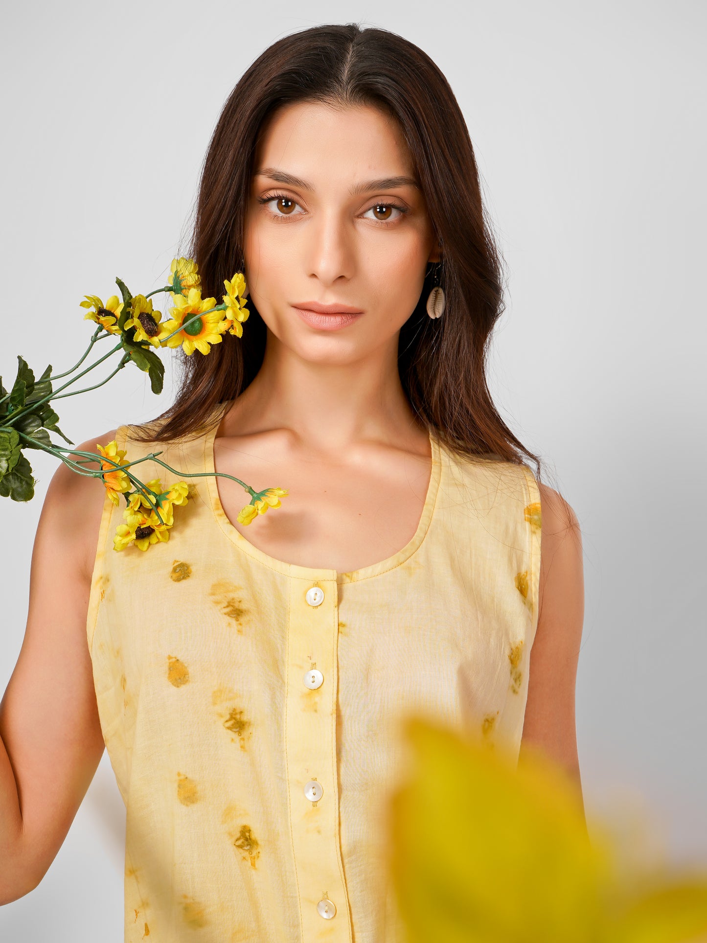 Yellow Natural Dyed Placket Top