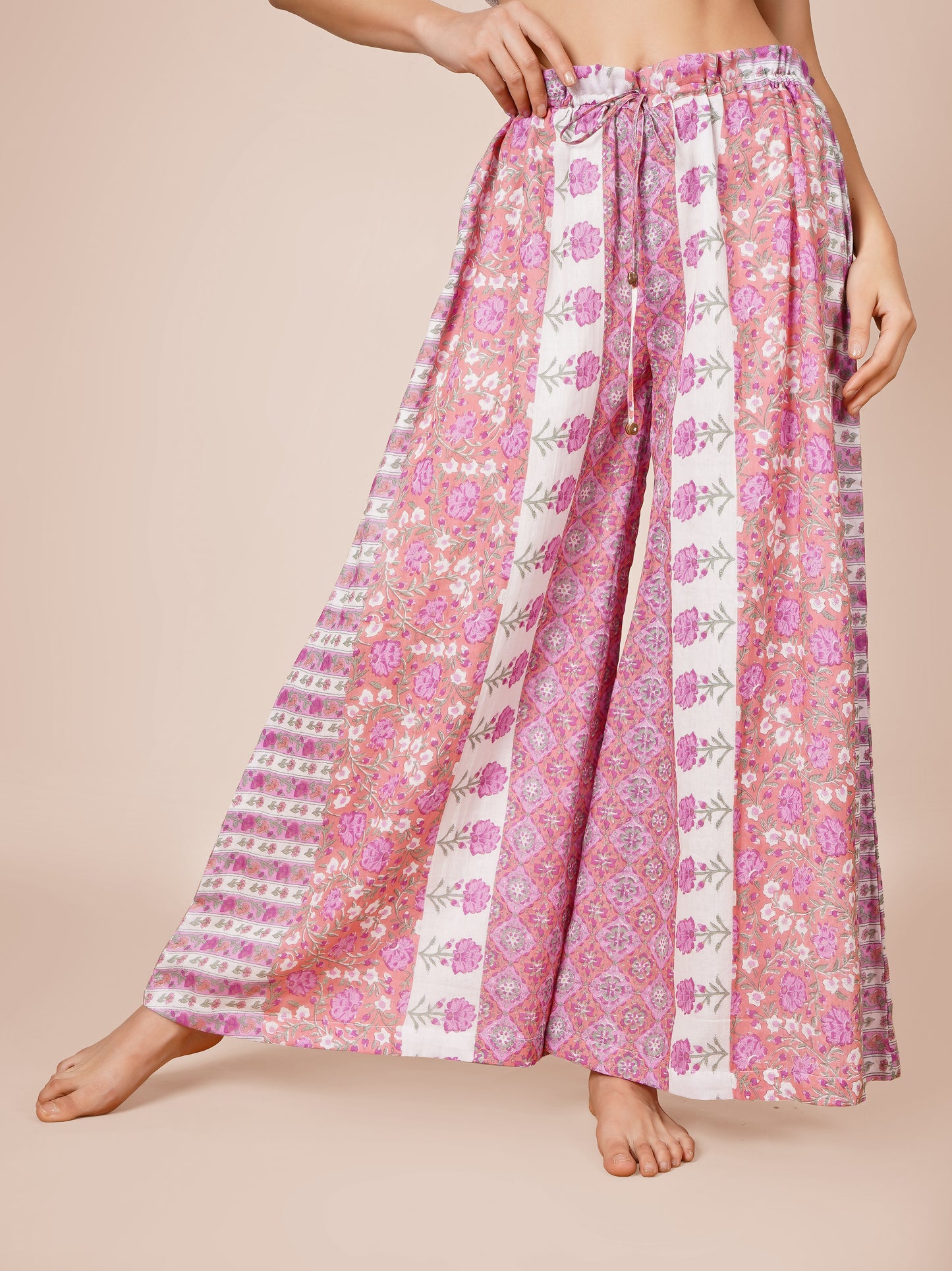 Printed Drawstring Palazzo Pants