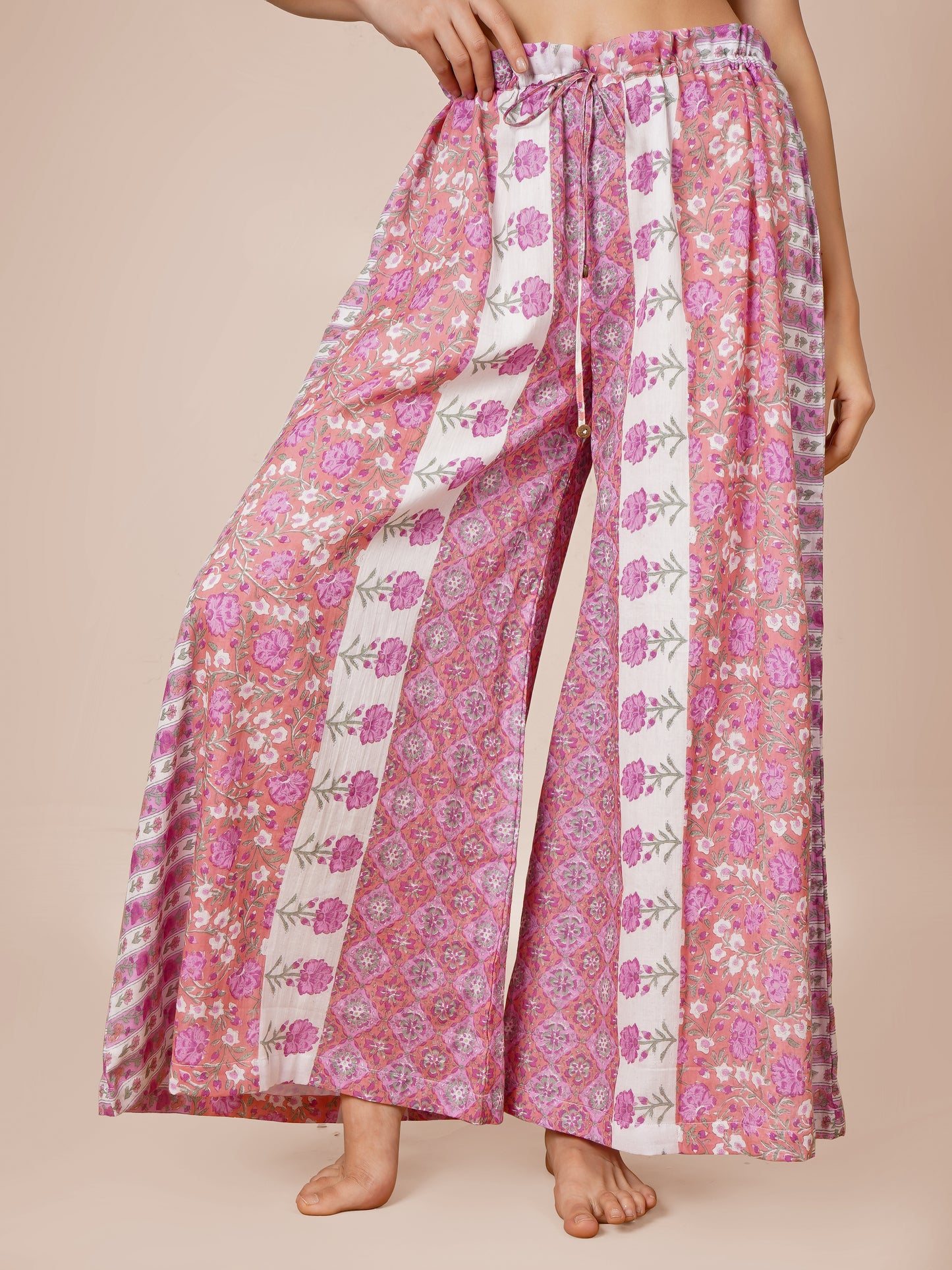 Printed Drawstring Palazzo Pants