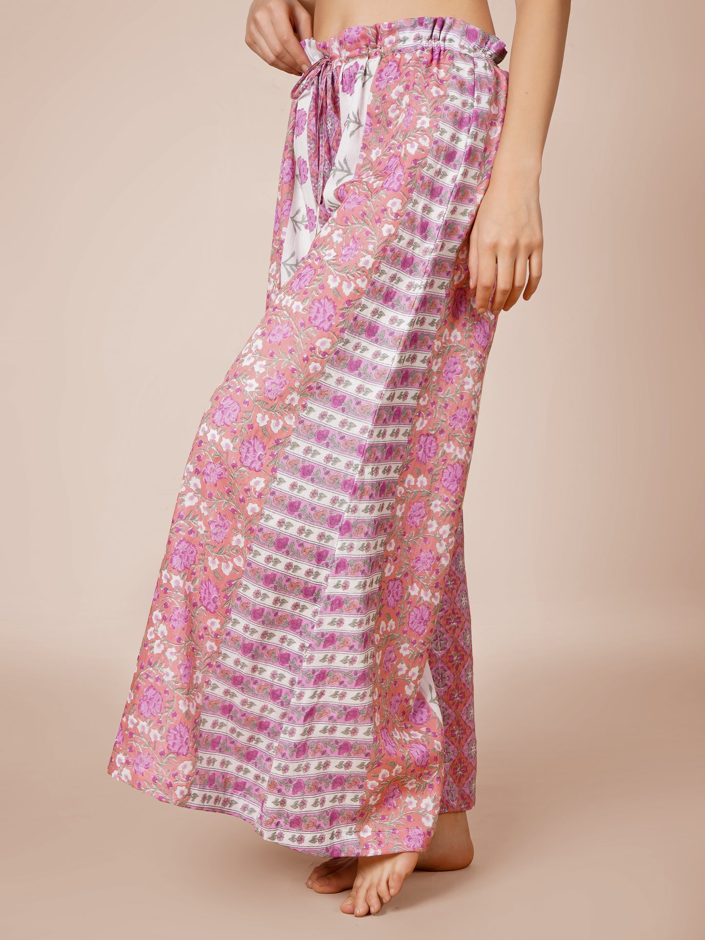 Printed Drawstring Palazzo Pants