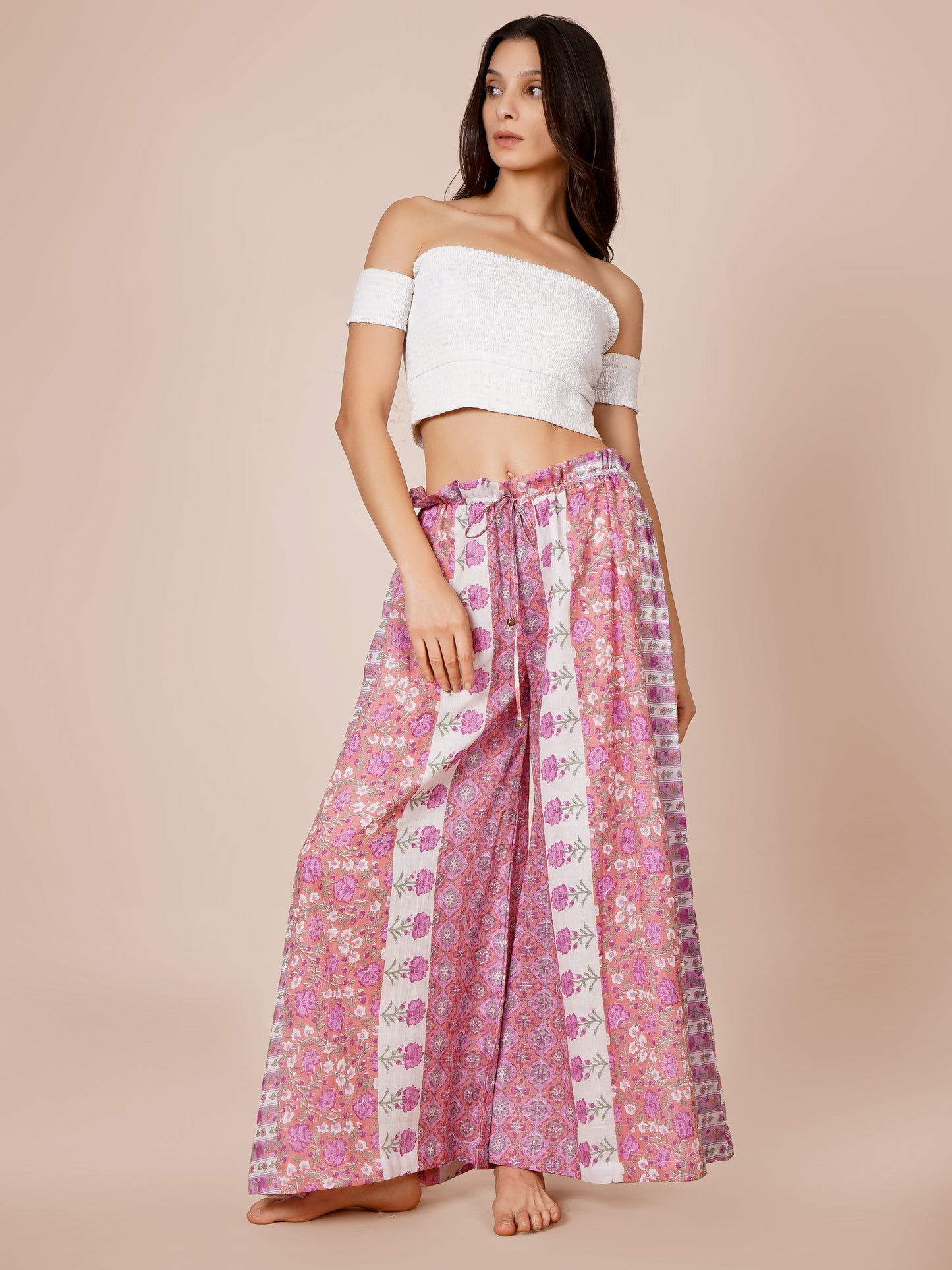 Printed Drawstring Palazzo Pants