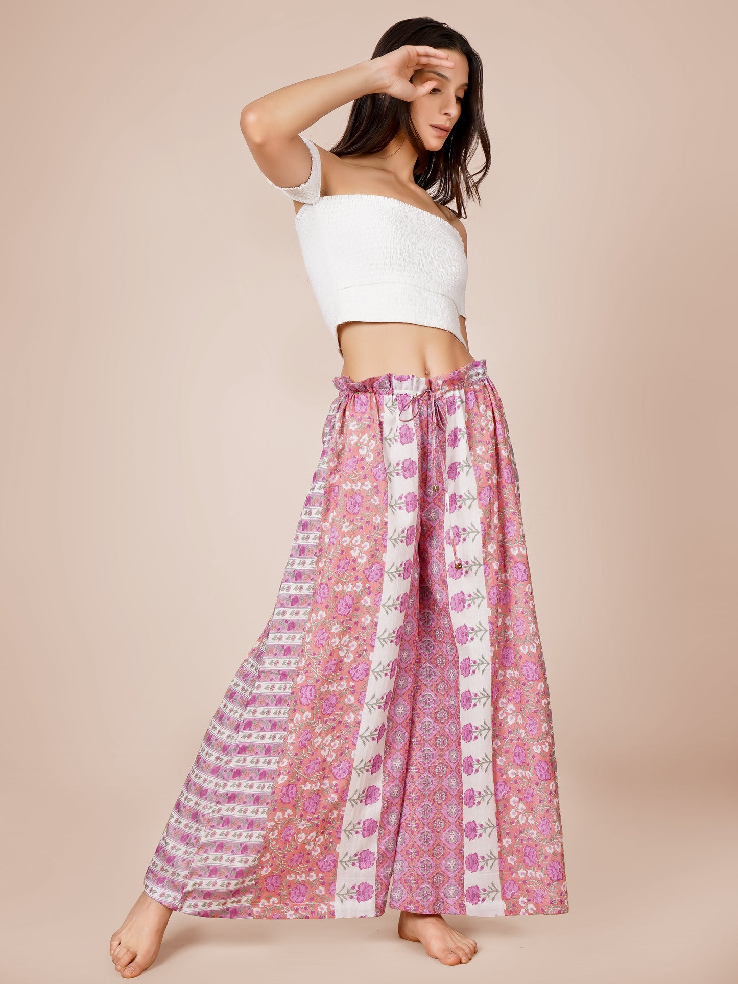 Printed Drawstring Palazzo Pants