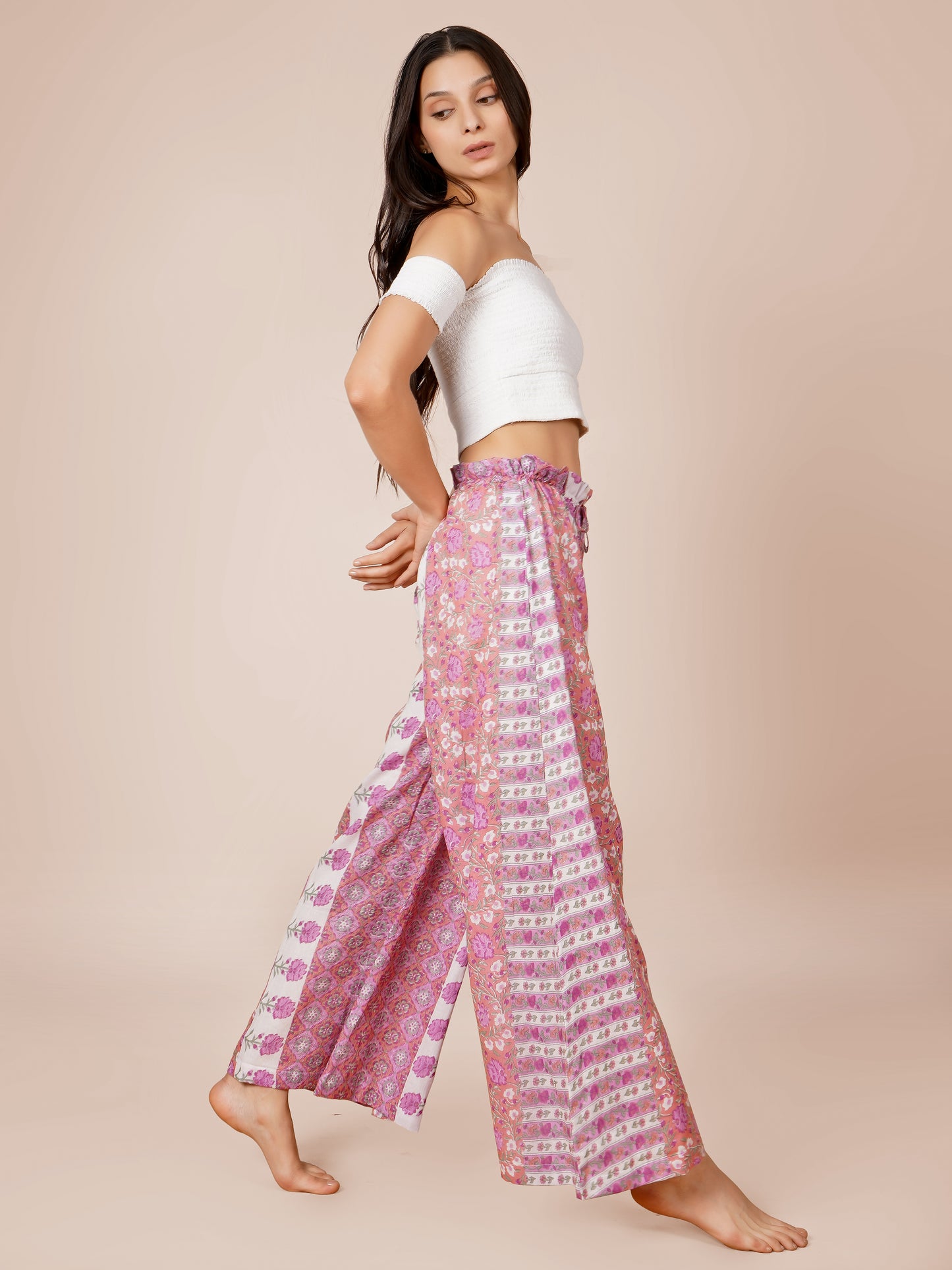 Printed Drawstring Palazzo Pants