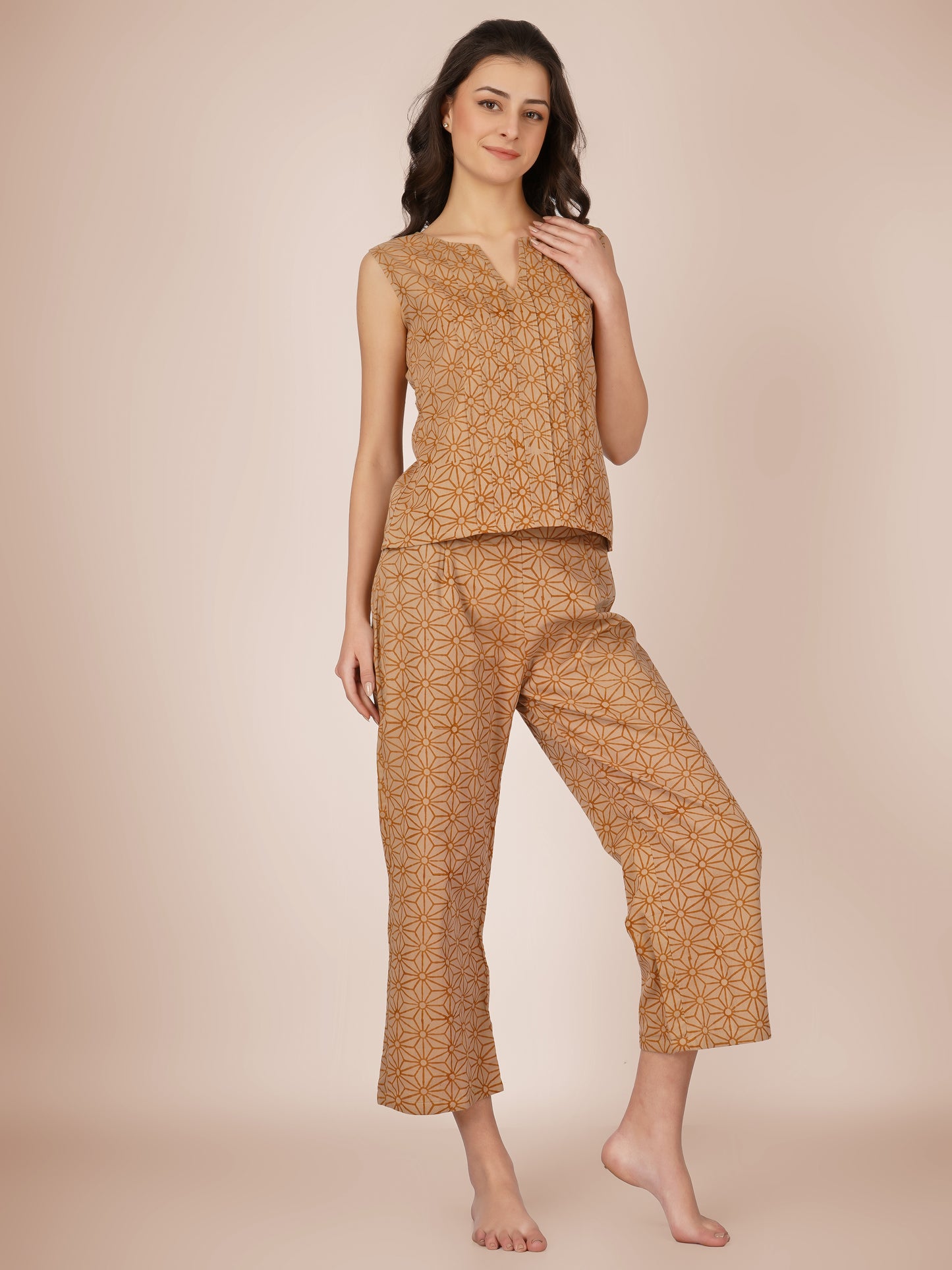 Brown Pintucks Co-Ord Set