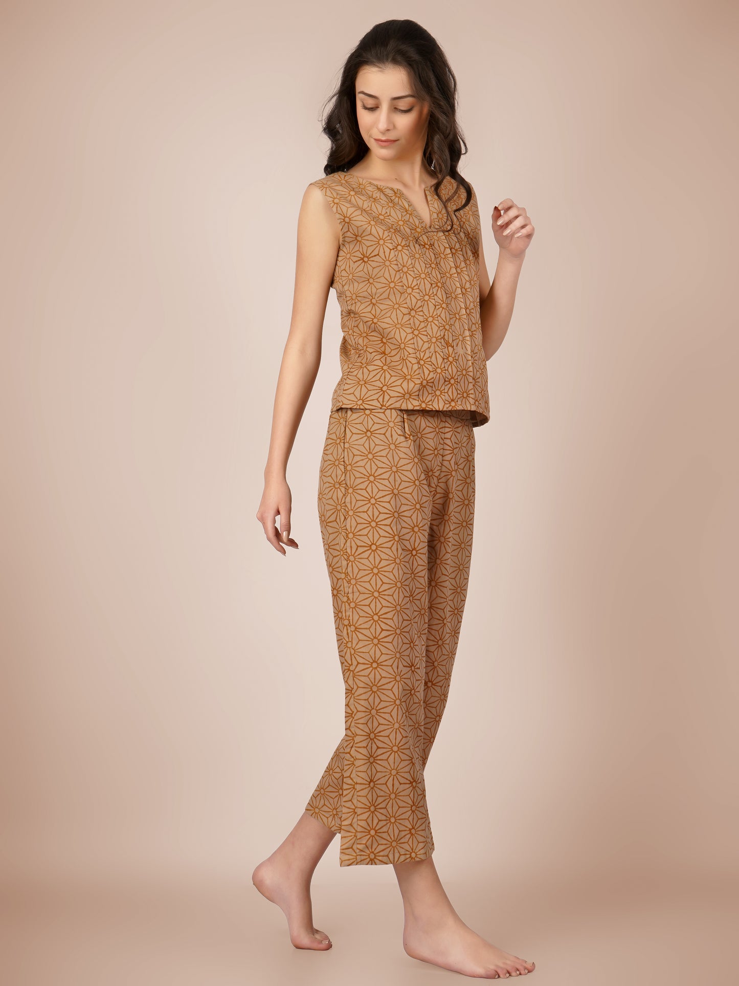 Brown Pintucks Co-Ord Set