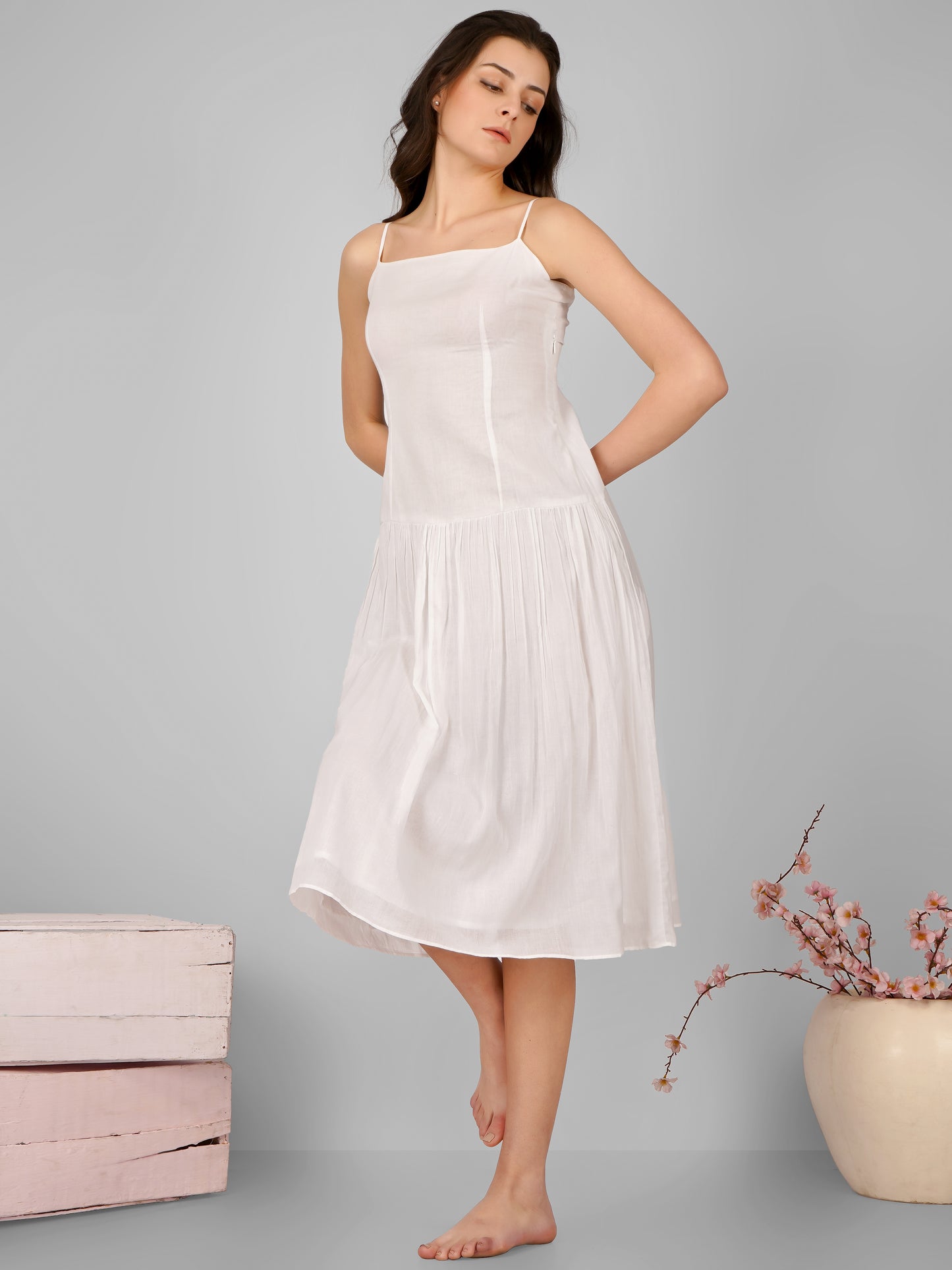 White Strappy Back Tieable dress