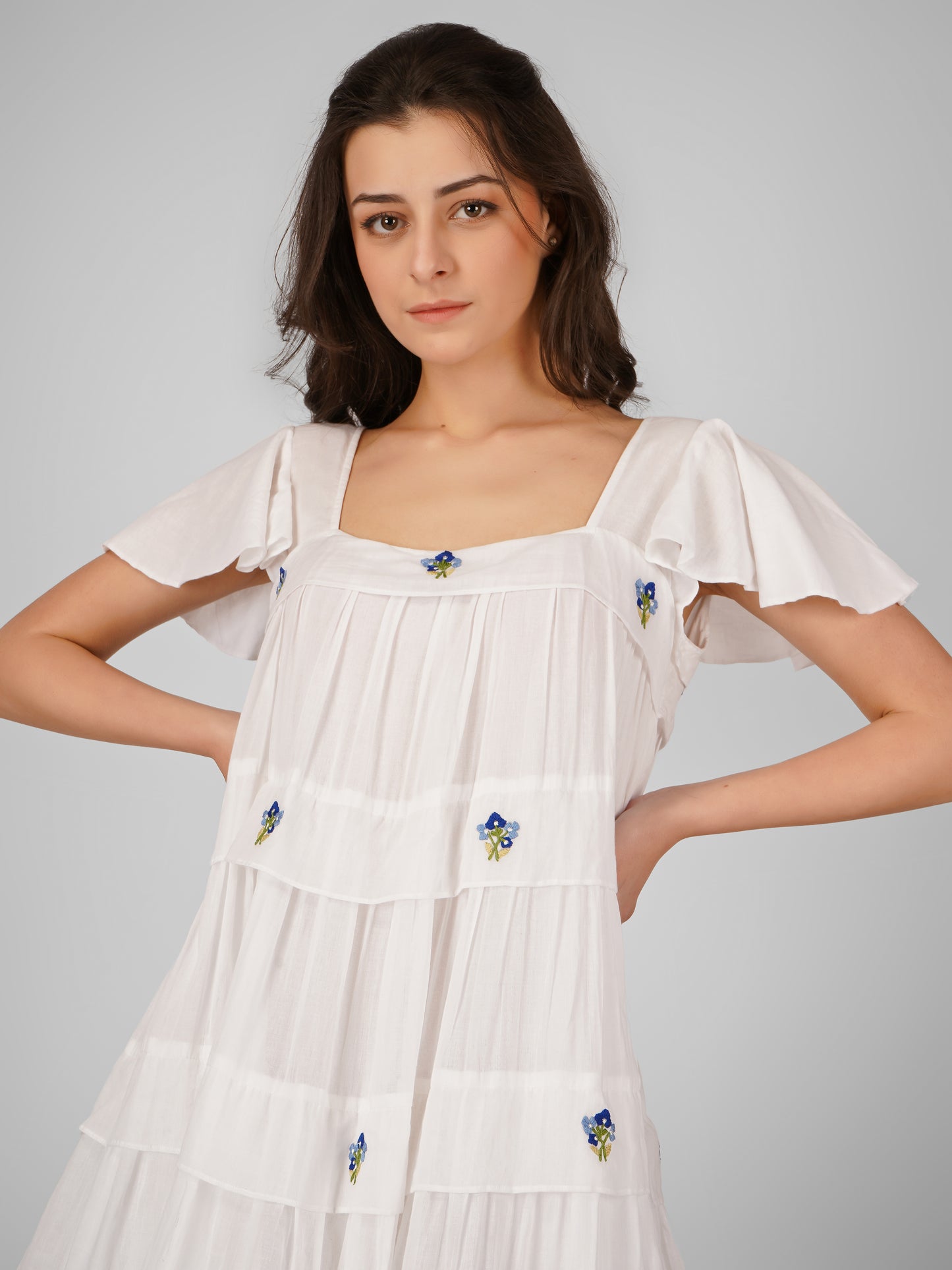 Short Embroidered Panel Dress