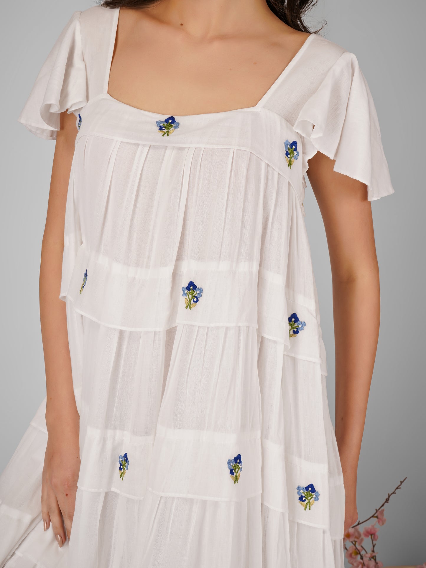 Short Embroidered Panel Dress