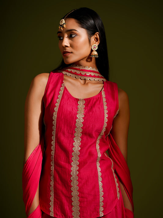 Rani Backless Top with Palazzo and Dupatta