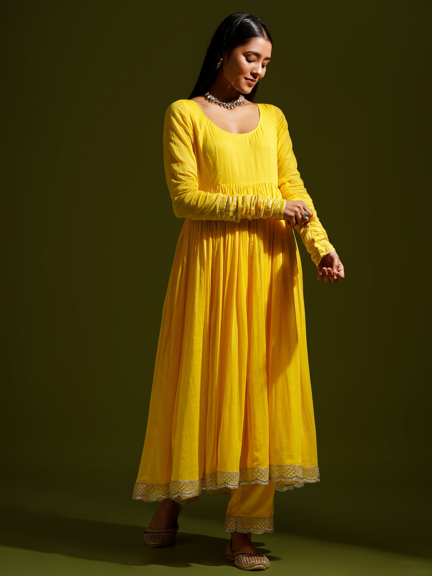 Yellow Anarkali - Gotta Dupatta