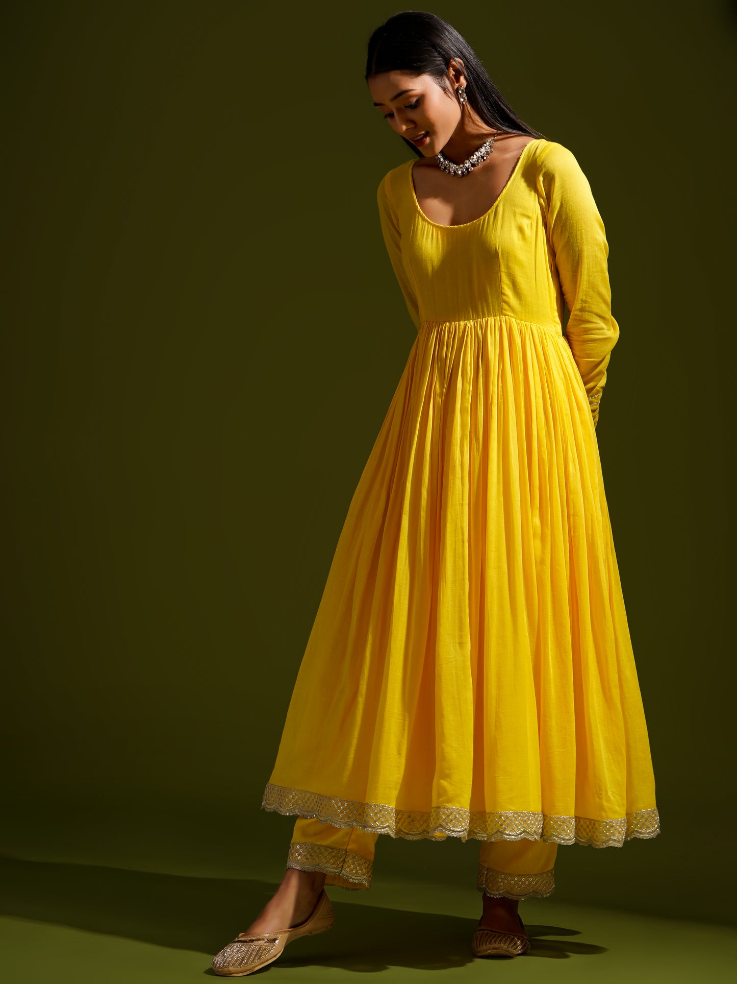 Yellow Anarkali - Gotta Dupatta