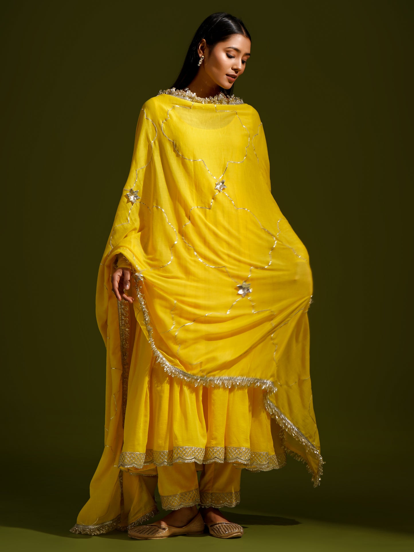 Yellow Anarkali - Gotta Dupatta