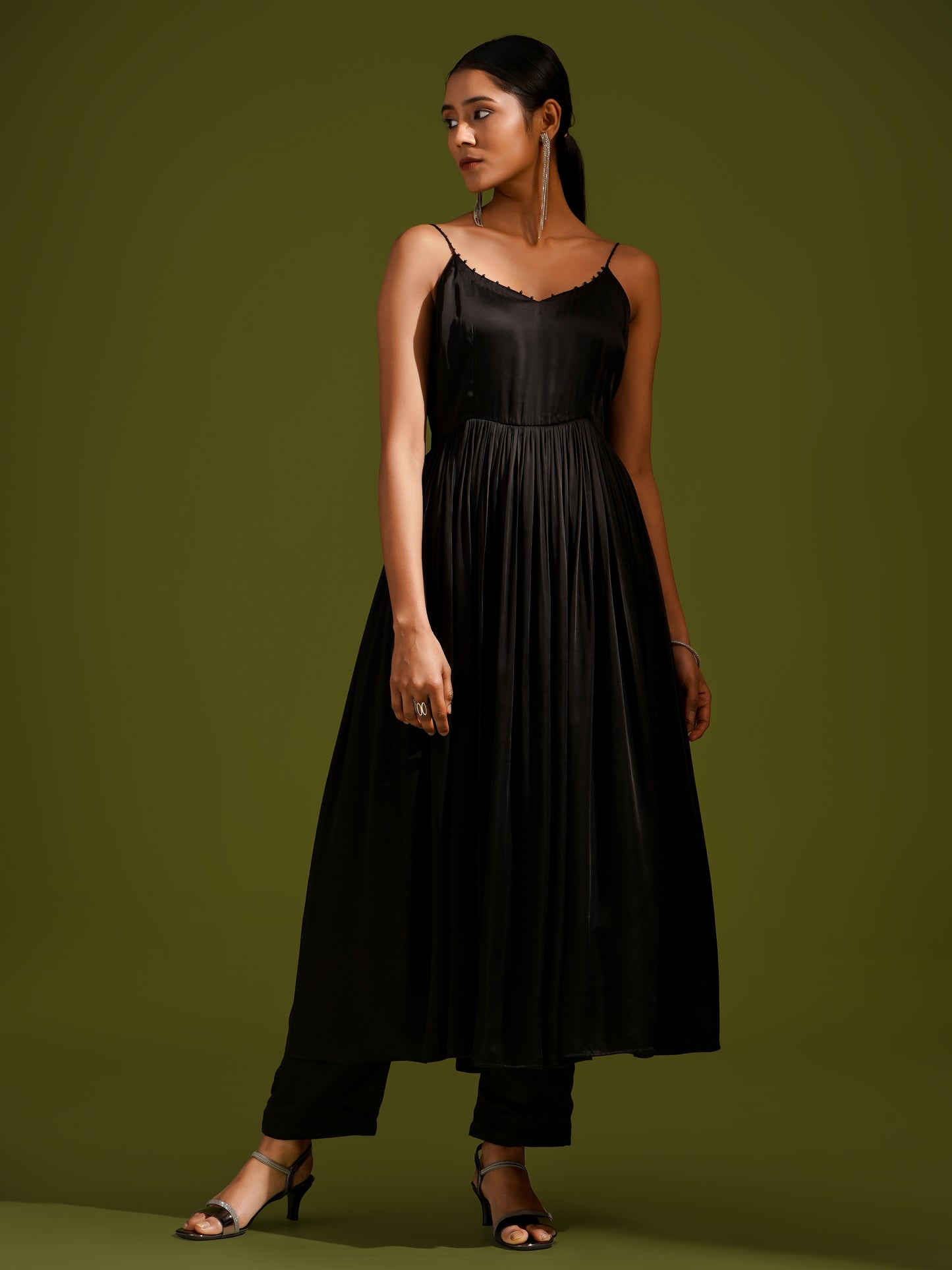 Black Paan Neck Anarkali