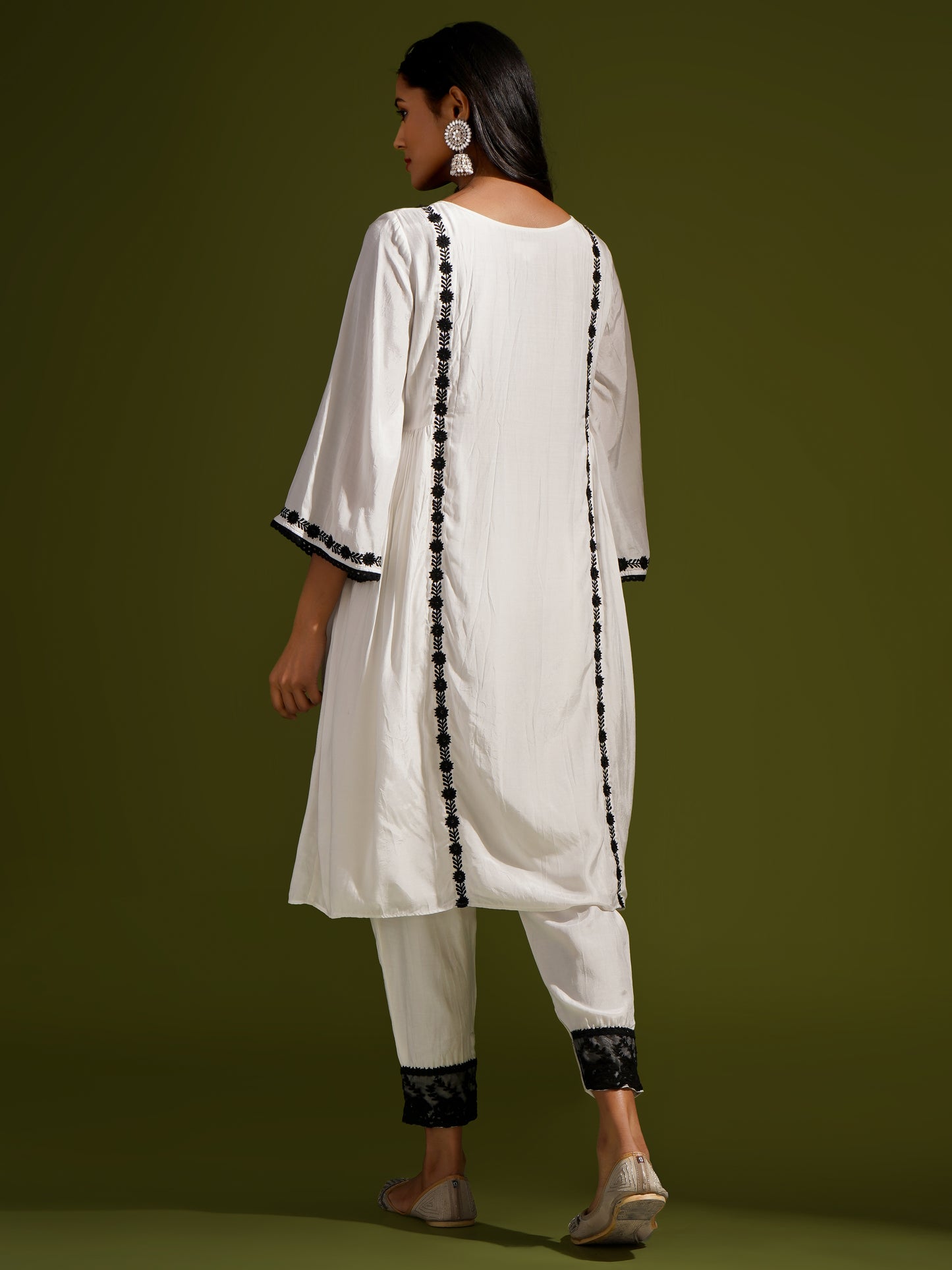 White Silk Short Kurta Shalwar Set