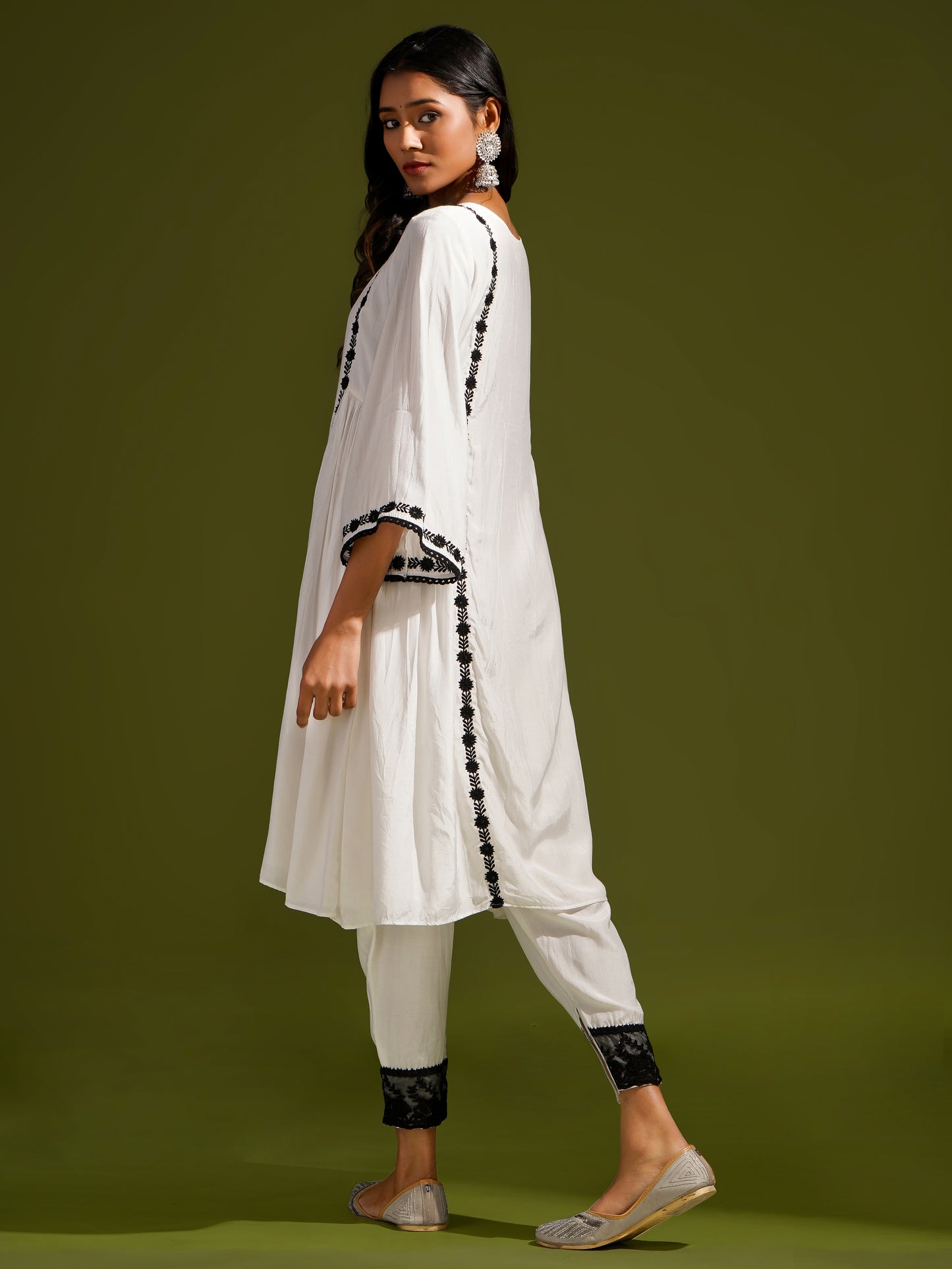 White Silk Short Kurta Shalwar Set