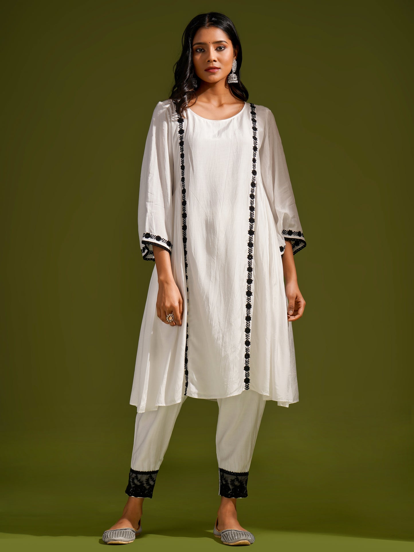 White Silk Short Kurta Shalwar Set