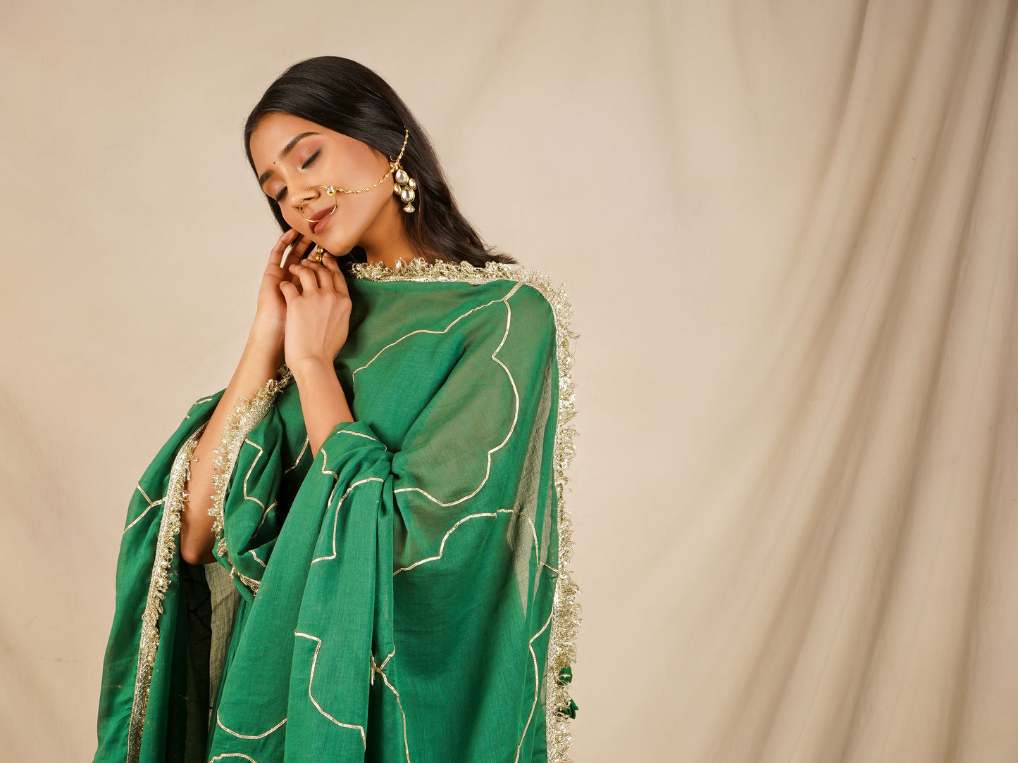 Green Strappy Anarkali Suit Set - Gotta Dupatta