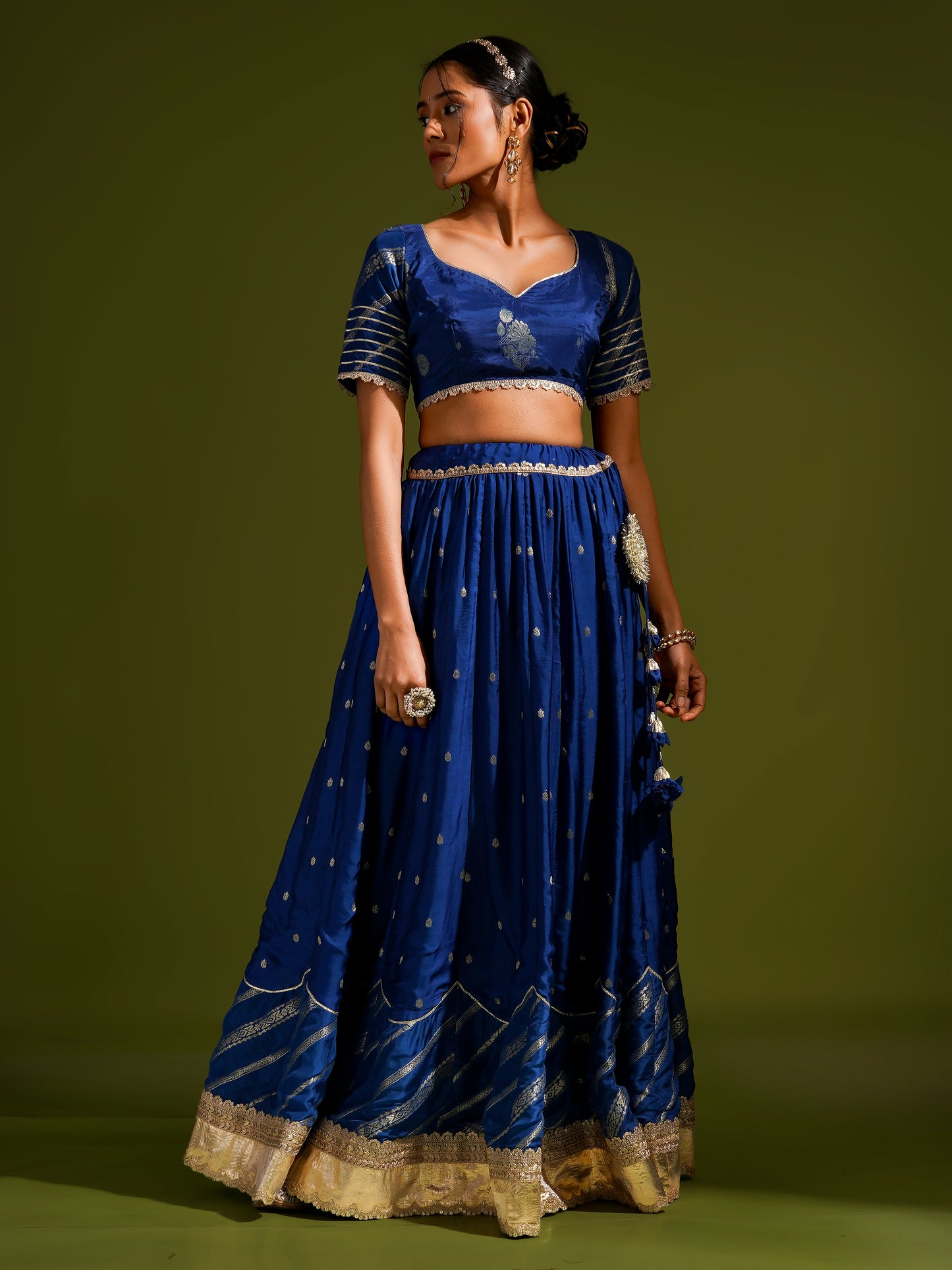 Royal Blue Banarsi Lehnga Set