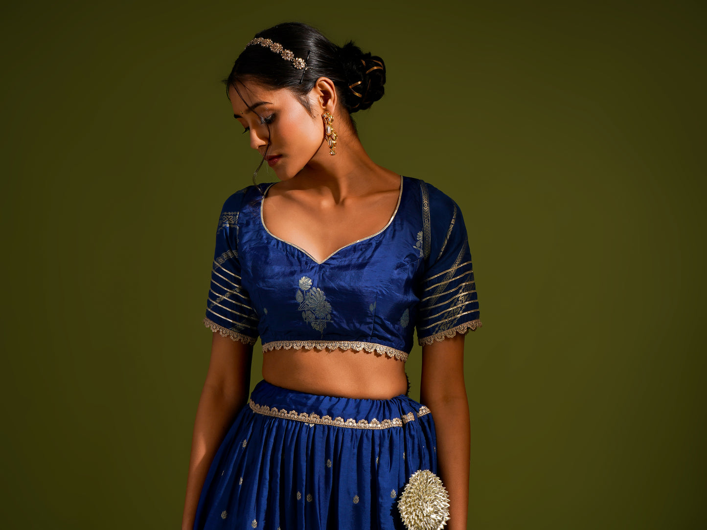 Royal Blue Banarsi Lehnga Set