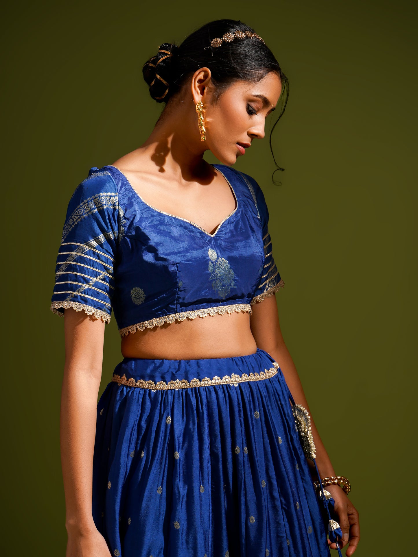 Royal Blue Banarsi Lehnga Set