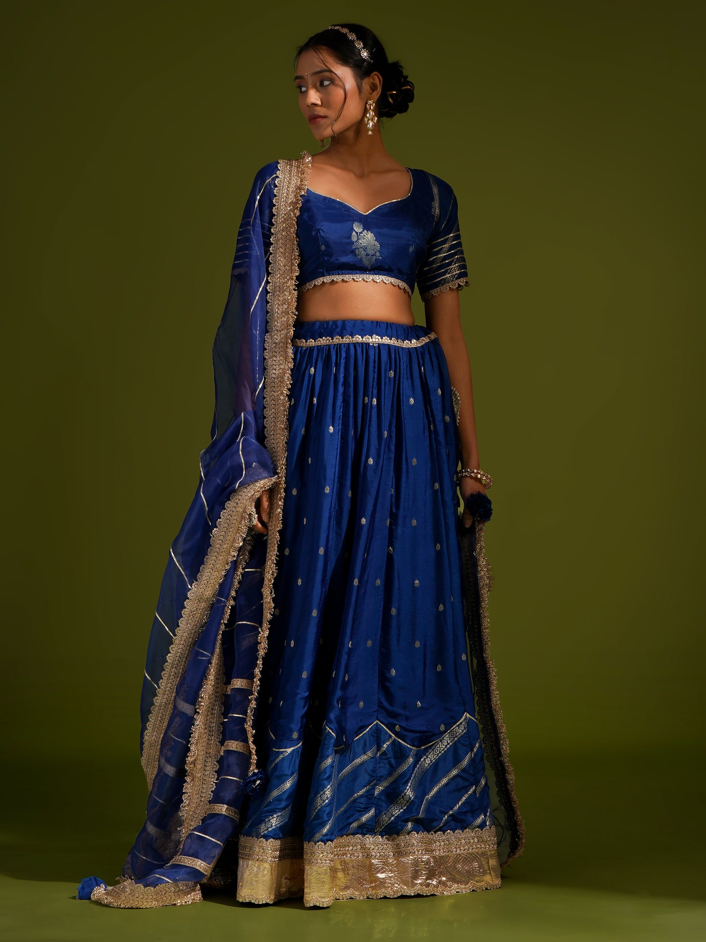 Royal Blue Banarsi Lehnga Set