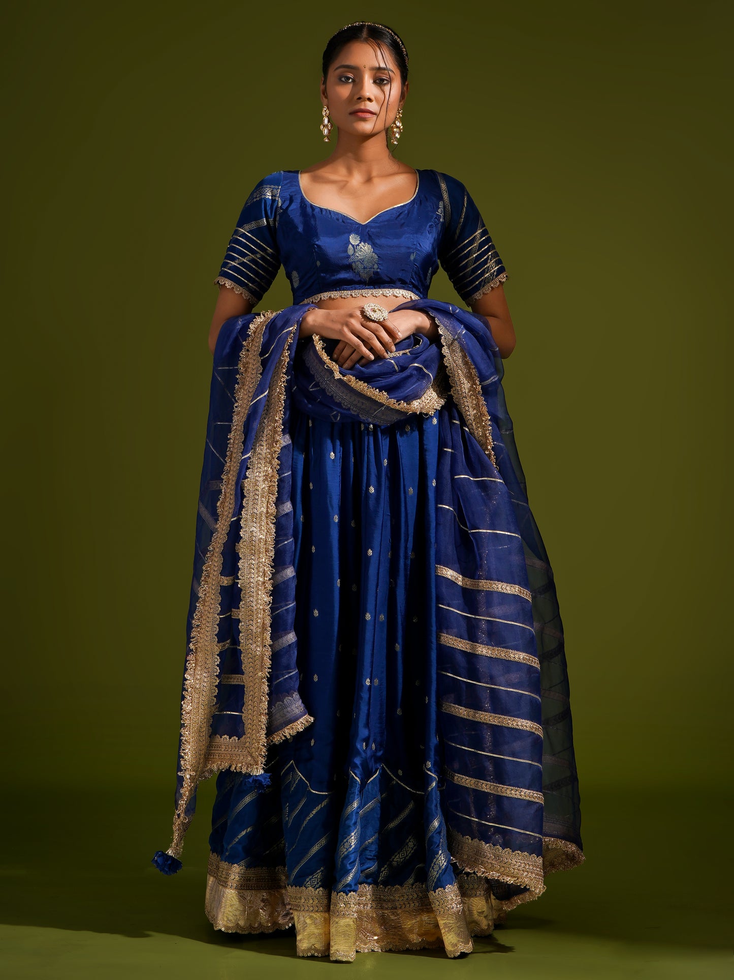 Royal Blue Banarsi Lehnga Set