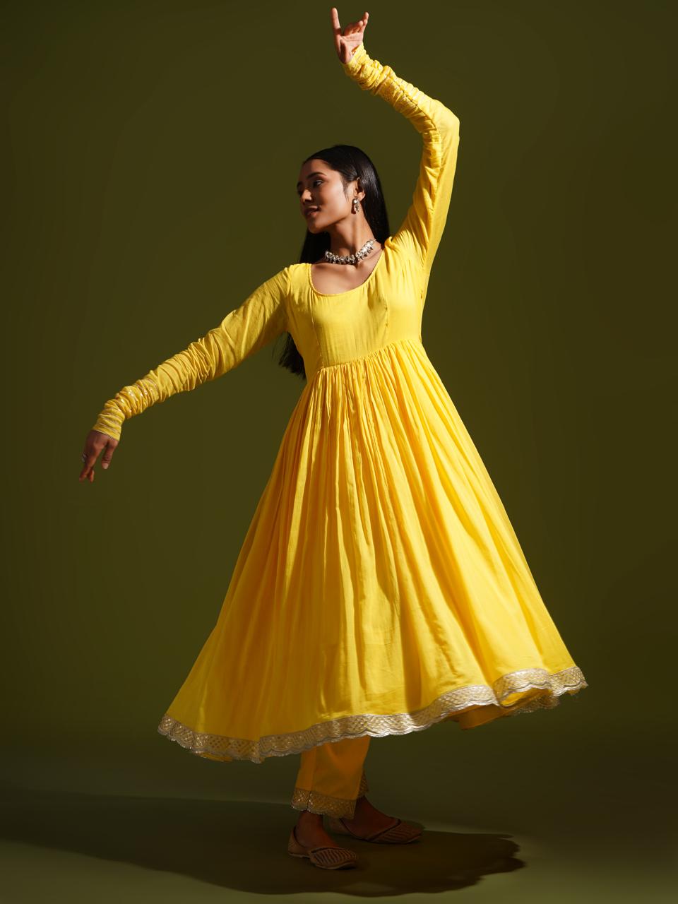 Yellow Anarkali - Gotta Dupatta