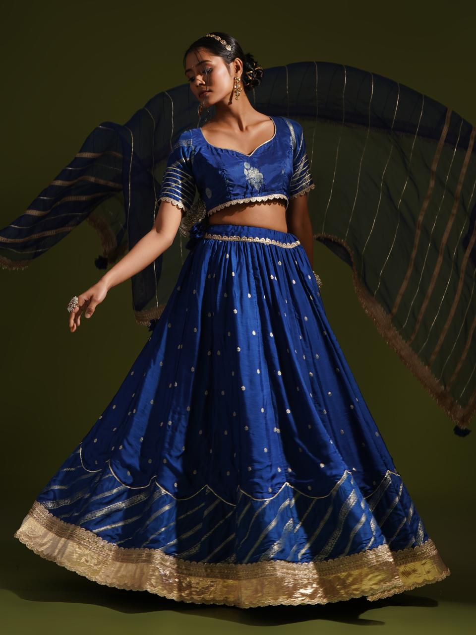 Royal Blue Banarsi Lehnga Set