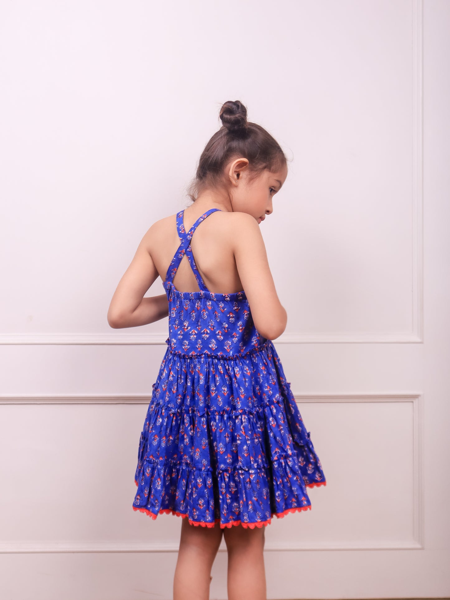 JOVI India Kids Wear - Get Fashionable Navy Blue Tiered Dress for Kids and Baby Girls