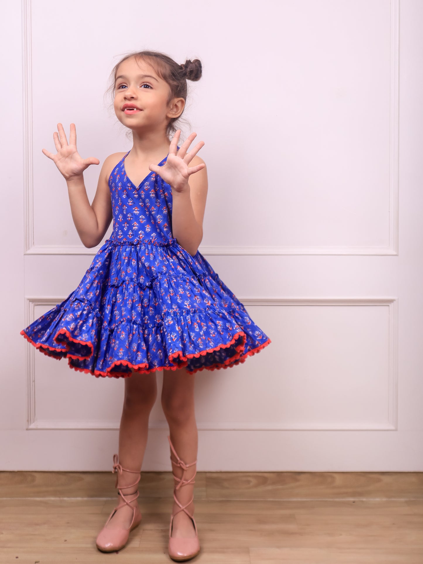 JOVI India Kids Wear - Get Fashionable Navy Blue Tiered Dress for Kids and Baby Girls