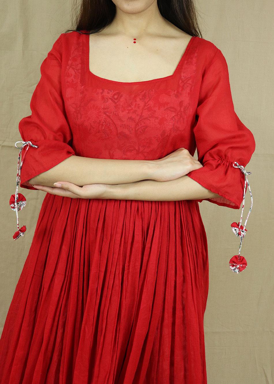 Red Gathered Dress