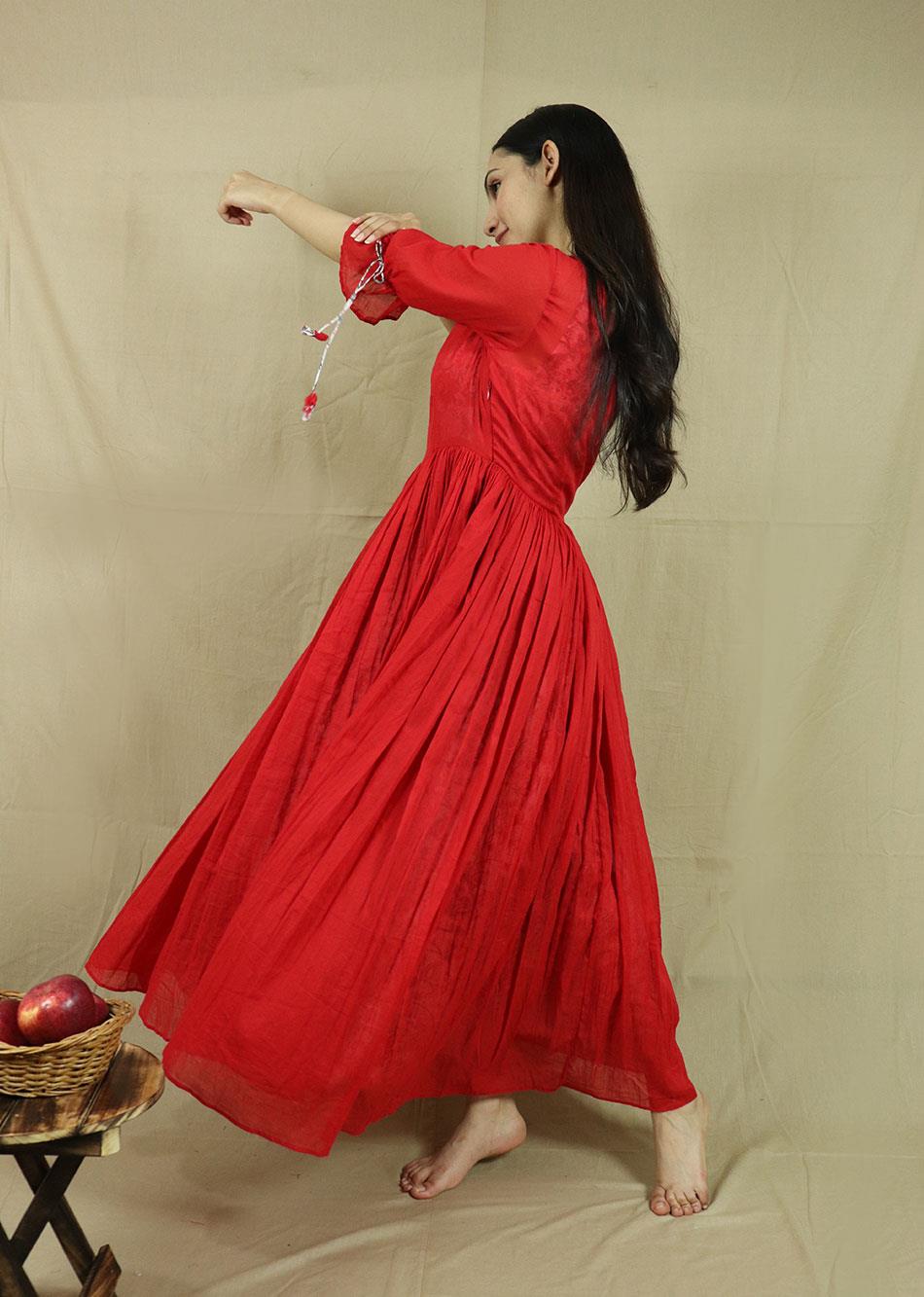 Red Gathered Dress