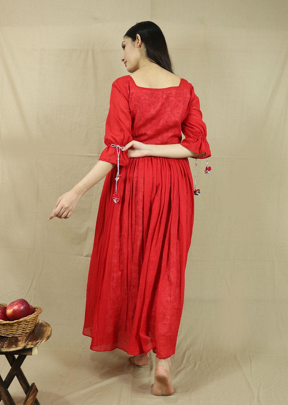 Red Gathered Dress